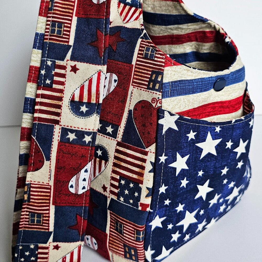 NEW American Patriotic Stripes + Stars USA America Sling Bag Shoulder Purse